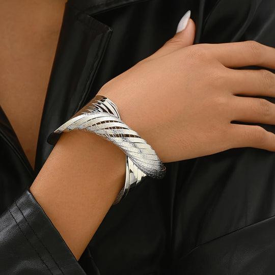 Bracelet tressé en or blanc mat