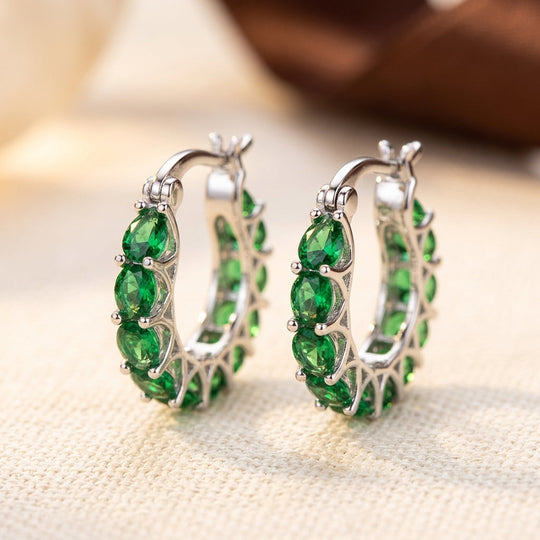 Boucles d'oreilles créoles en or émeraude