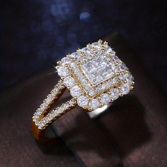 Bague de Mariage en Zirconia en Forme Carrée