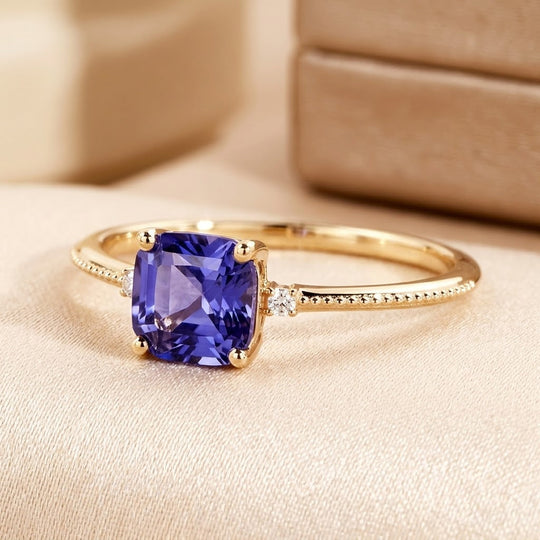 Bague Solitaire en Or et Améthyste