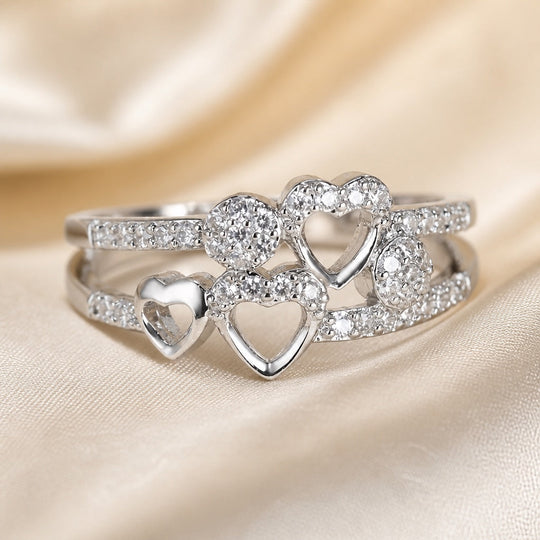 Bague Cœur en Or Blanc avec Zirconia