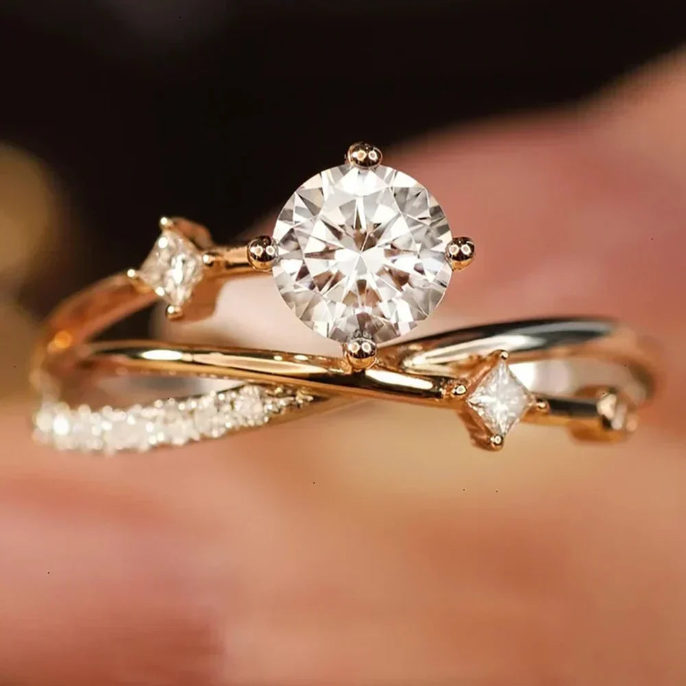 Bague en Zirconium Or Blanc Ciel Étoilé