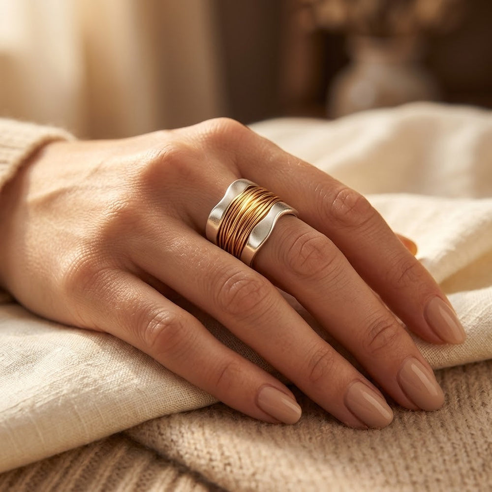 Bague en Argent et Or Enveloppée