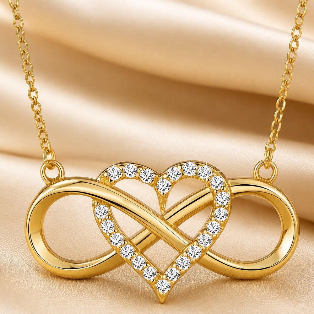 Pendentif Cœur Infini en Or Blanc avec Collier