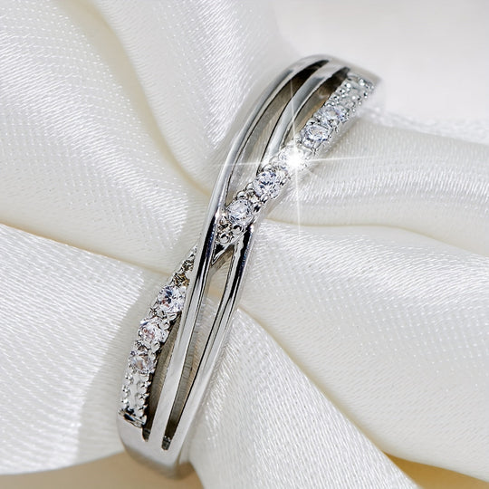 Bague de jour en zircon et or blanc