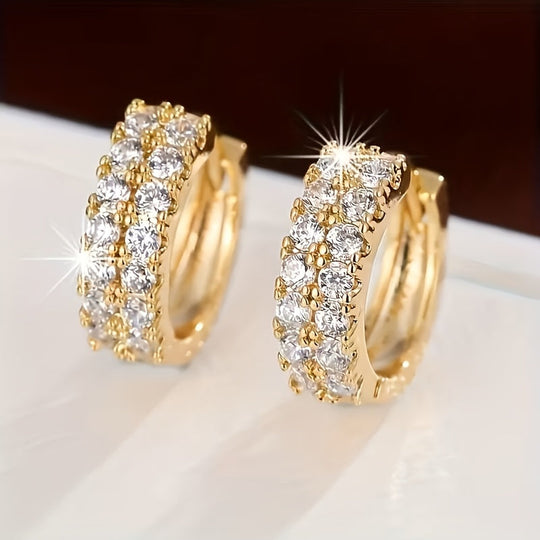 Boucles d'Oreilles Vintage en Or Blanc avec Micro Zirconia