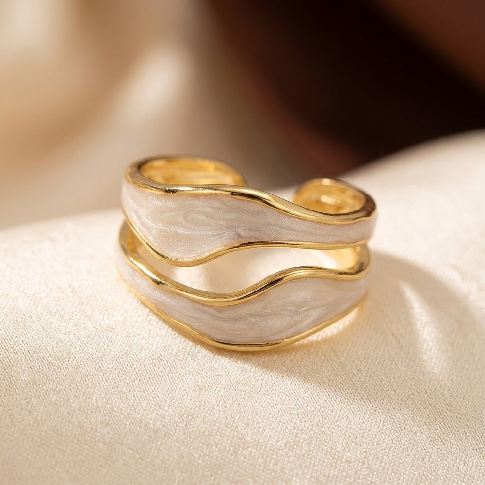 Bague Cuff Sculpturale en Argent et Or