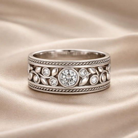 Élégante bague en or blanc avec zirconium