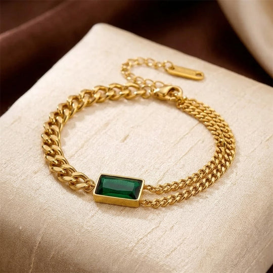 Bracelet Chaîne en Or Émeraude
