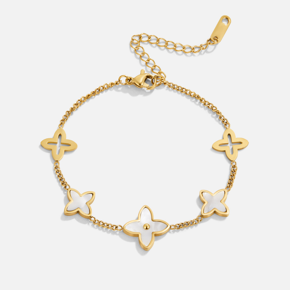 Bracelet en Pétales de Fleurs Blanches