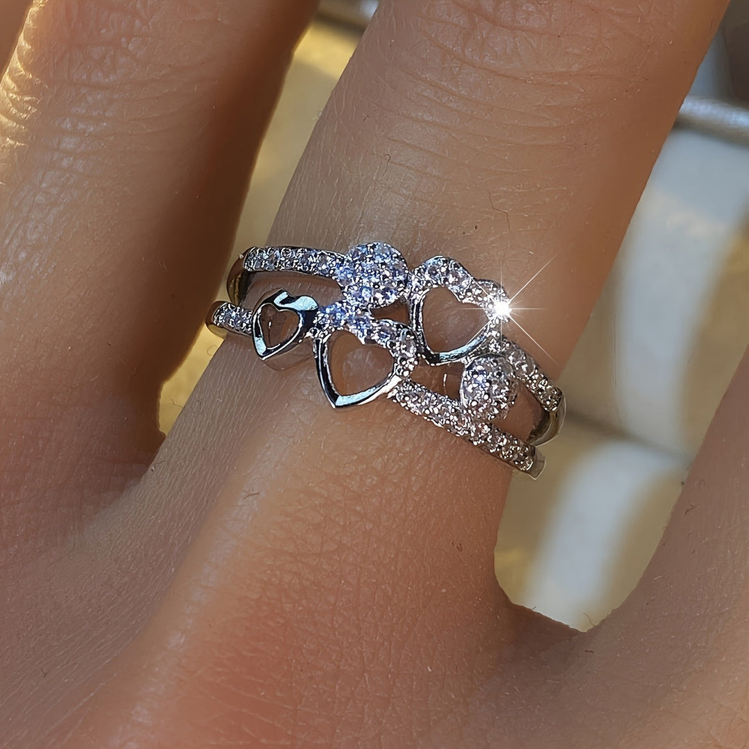 Bague Cœur en Or Blanc avec Zirconia