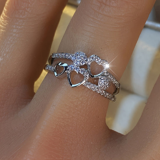 Bague Cœur en Or Blanc avec Zirconia
