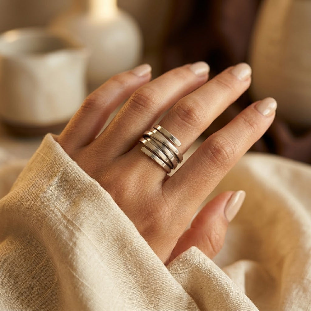 Bague en argent multi-bandes
