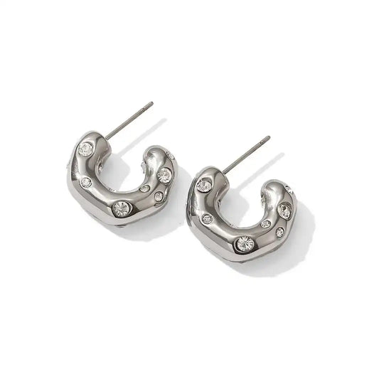 Boucles d'oreilles créoles en zircon doré scintillant