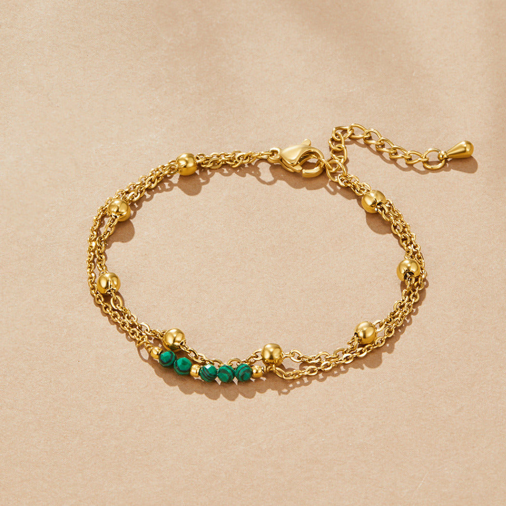 Bracelet en perles de malachite verte Alfa