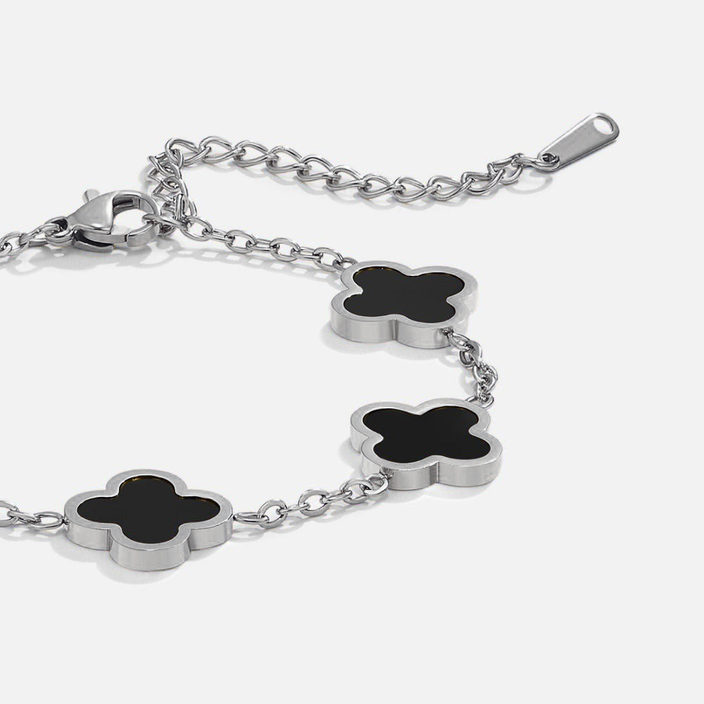 Bracelet en Argent et Trèfle Noir