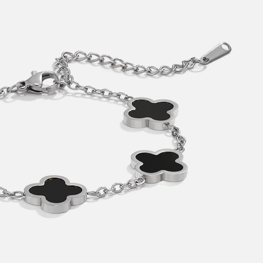 Bracelet en Argent et Trèfle Noir