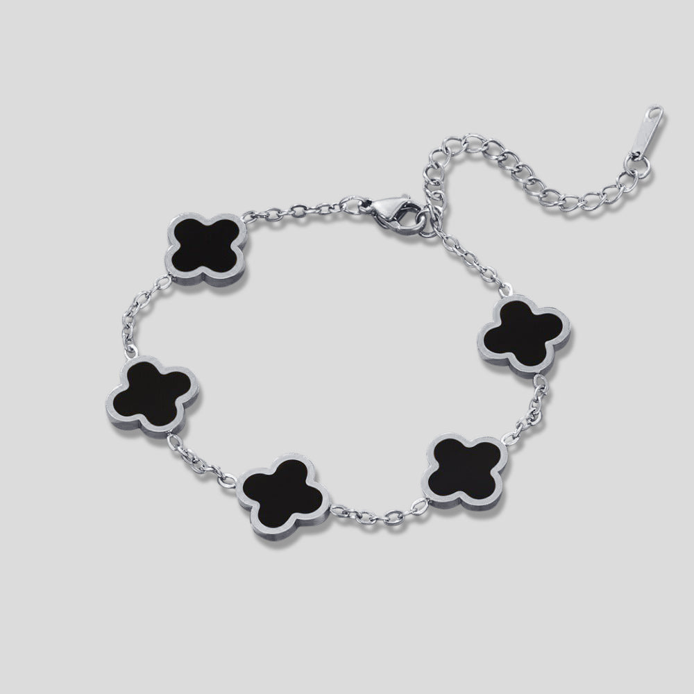 Bracelet en Argent et Trèfle Noir