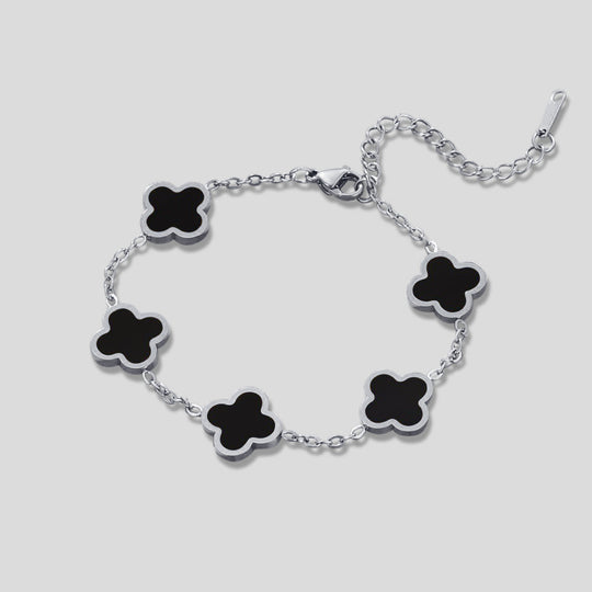 Bracelet en Argent et Trèfle Noir