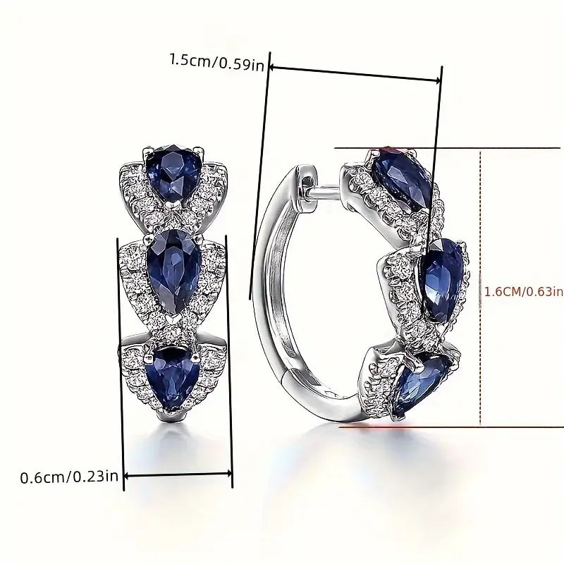 Boucles d'oreilles couronne royale saphir | Or blanc