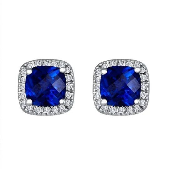 Boucles d'oreilles carrées en saphir | Or blanc