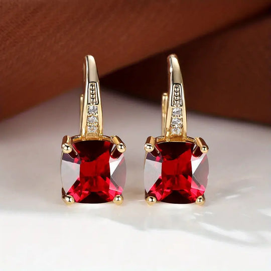 Boucles d'oreilles créoles en pierre de saphir mystique | Or