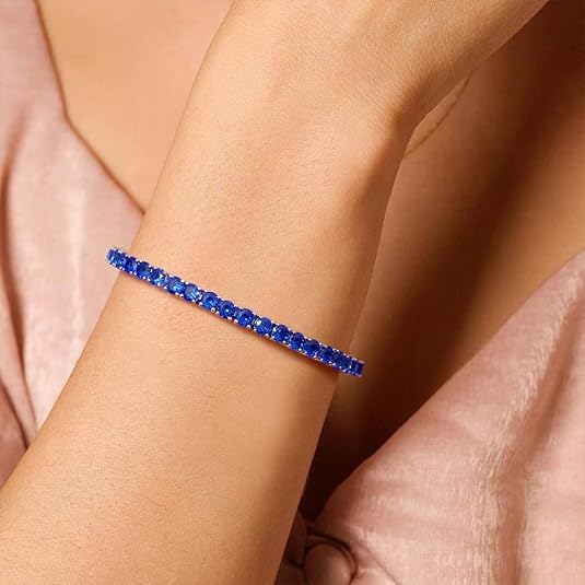 Bracelet tennis en saphir | Or blanc