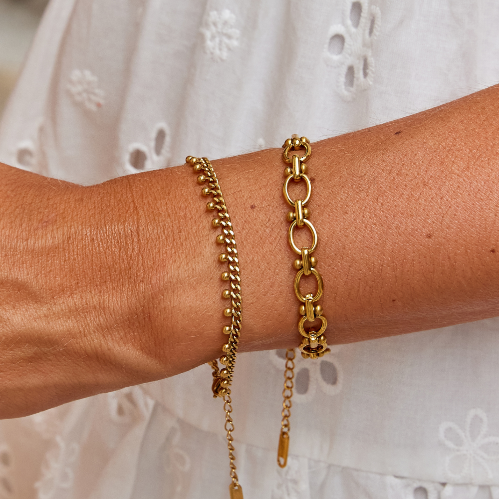 Bracelet Goutte de Chaîne Cubaine en Brie