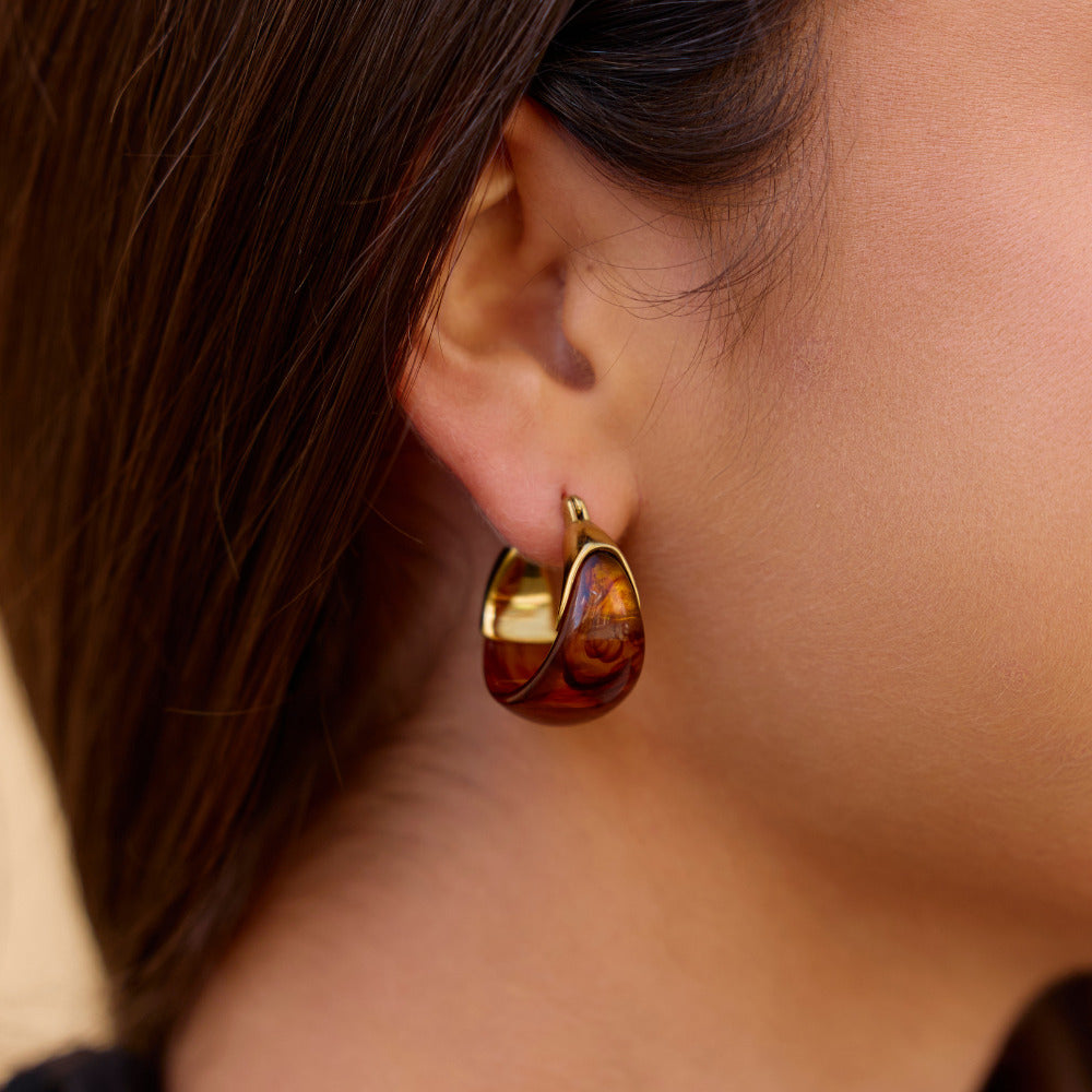 Boucles d'oreilles créoles marron Tahiti