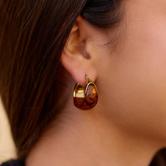Boucles d'oreilles créoles marron Tahiti