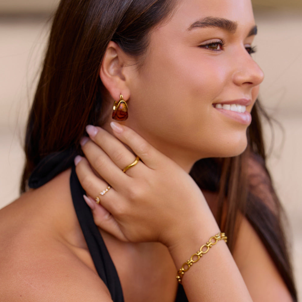 Boucles d'oreilles créoles marron Tahiti