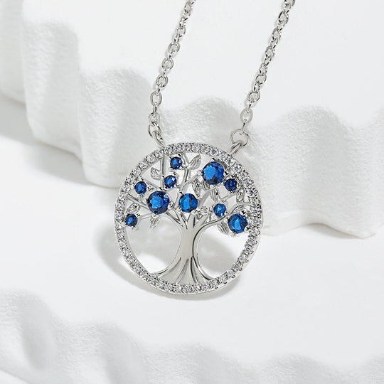 Collier saphir arbre de vie | Or blanc