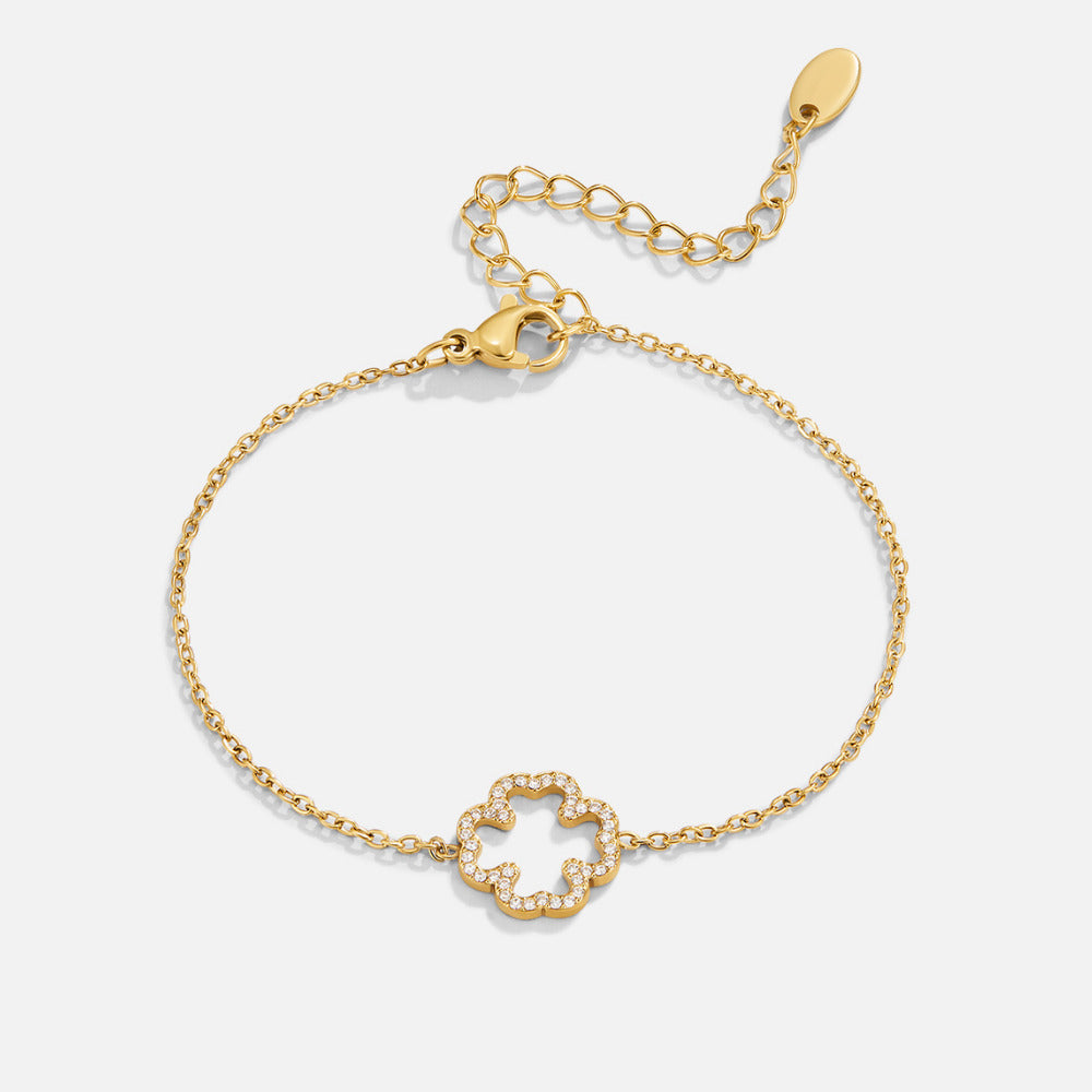 Bracelet en Feuille de Trèfle en Cristal
