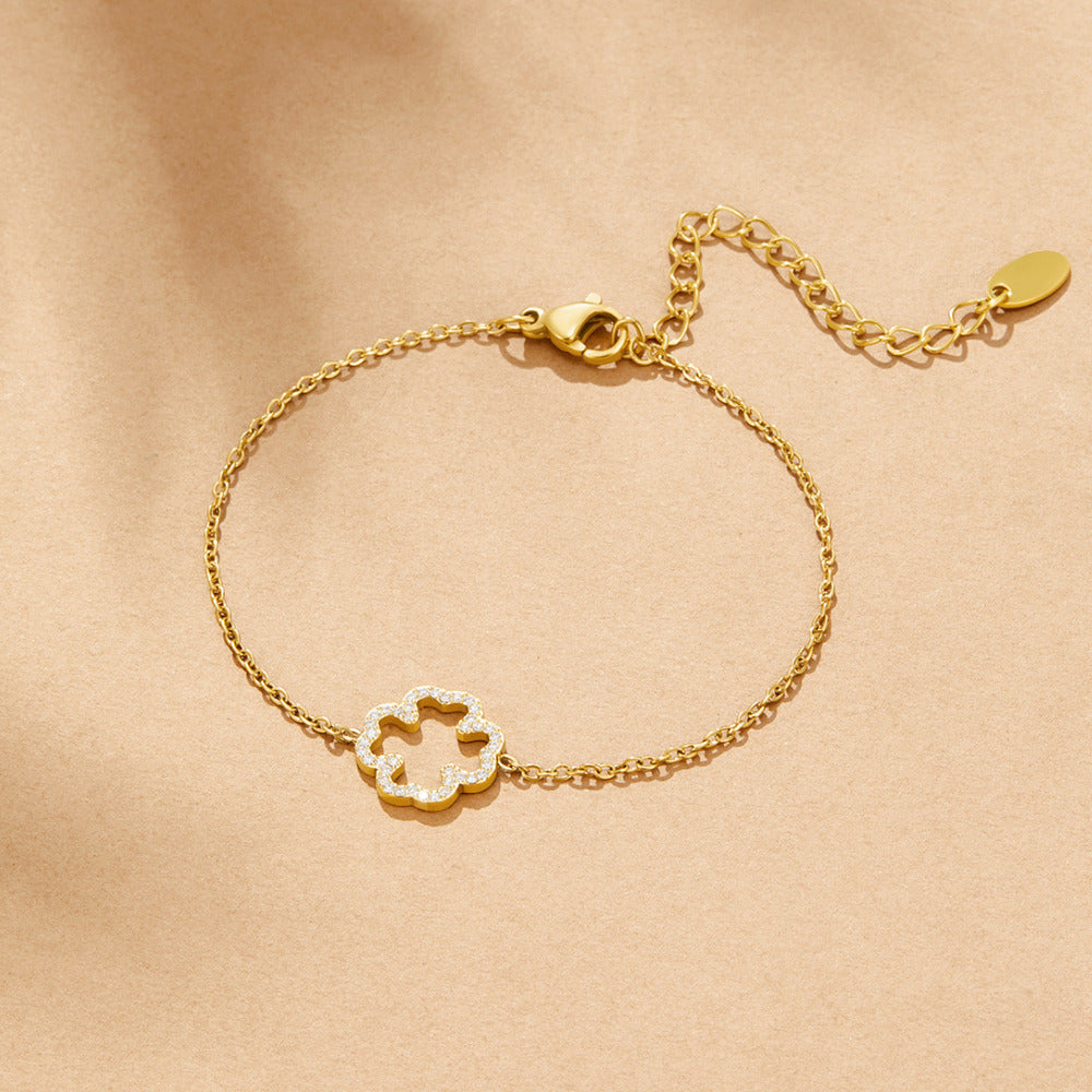 Bracelet en Feuille de Trèfle en Cristal