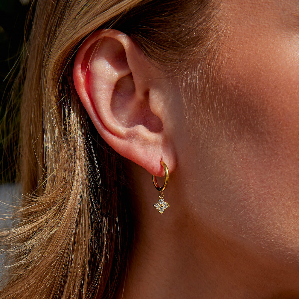 Boucles d'oreilles goutte en cristal trèfle à quatre feuilles