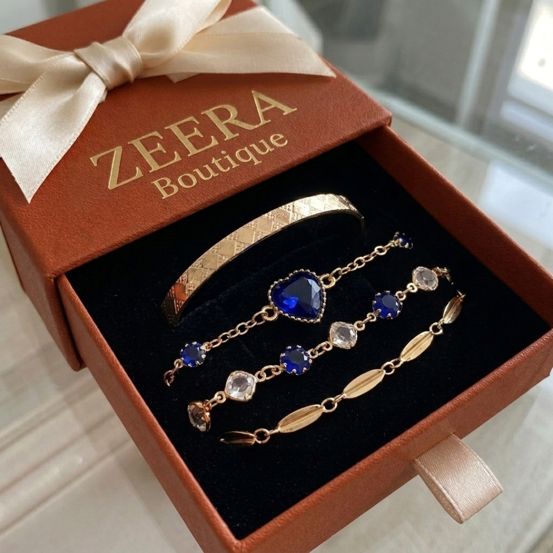 Ensemble de bracelets Aveline bleu Nordique | Or