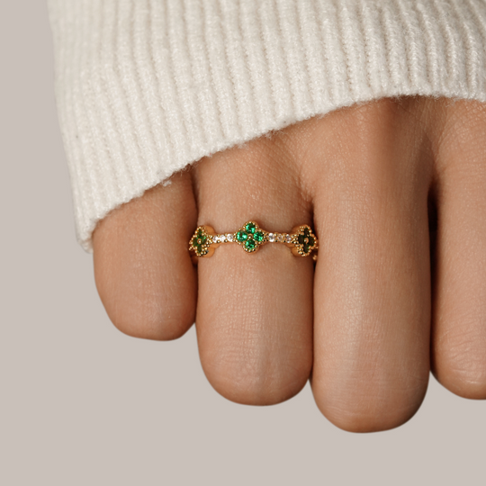 Bague en Cristal Trèfle à Quatre Feuilles