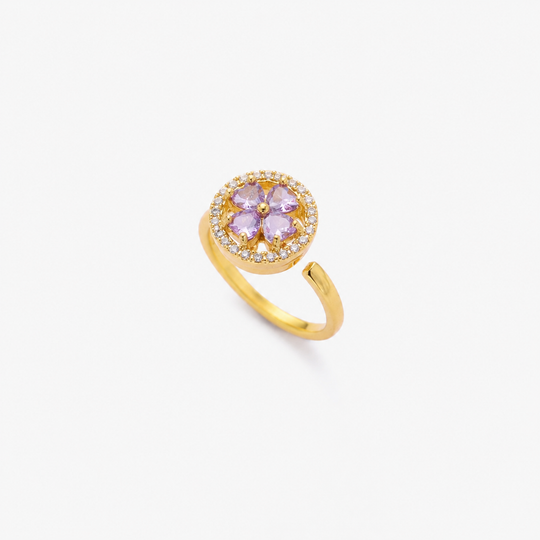 Bague Florale en Saphir Doré