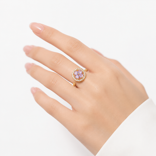 Bague Florale en Saphir Doré