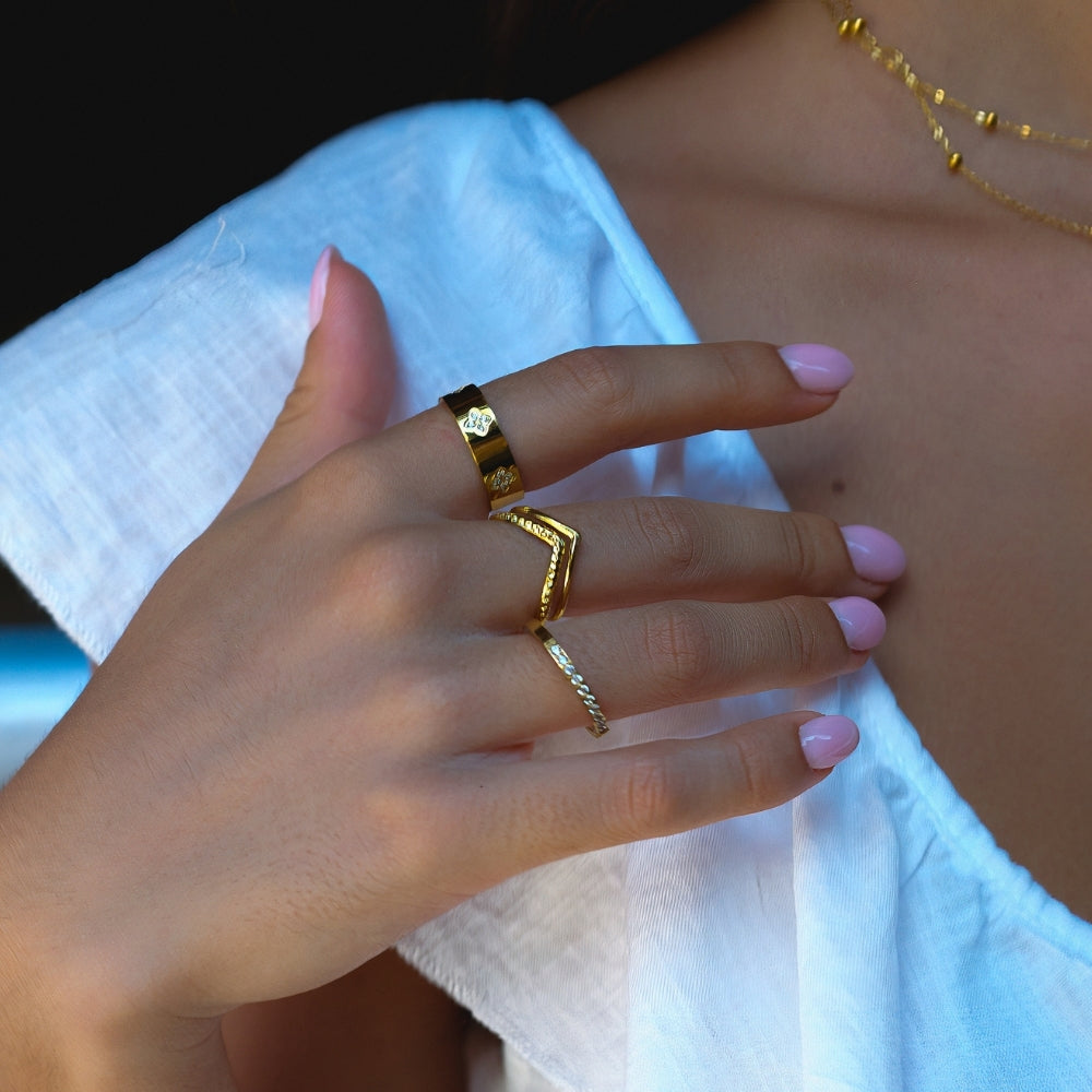 Bague en Or Cristal Trèfle