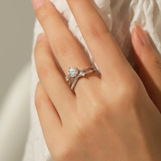Bague en Zirconium Or Blanc Ciel Étoilé