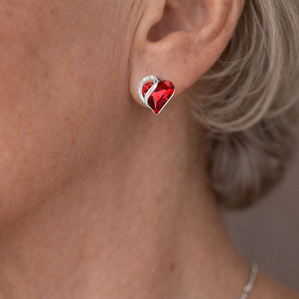 Boucles d'oreilles en rubis cœur infini