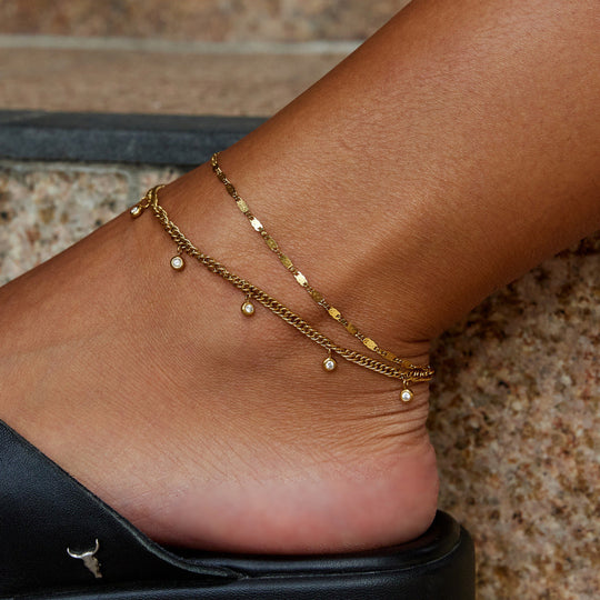 Bracelet de cheville en or Sabina superposé