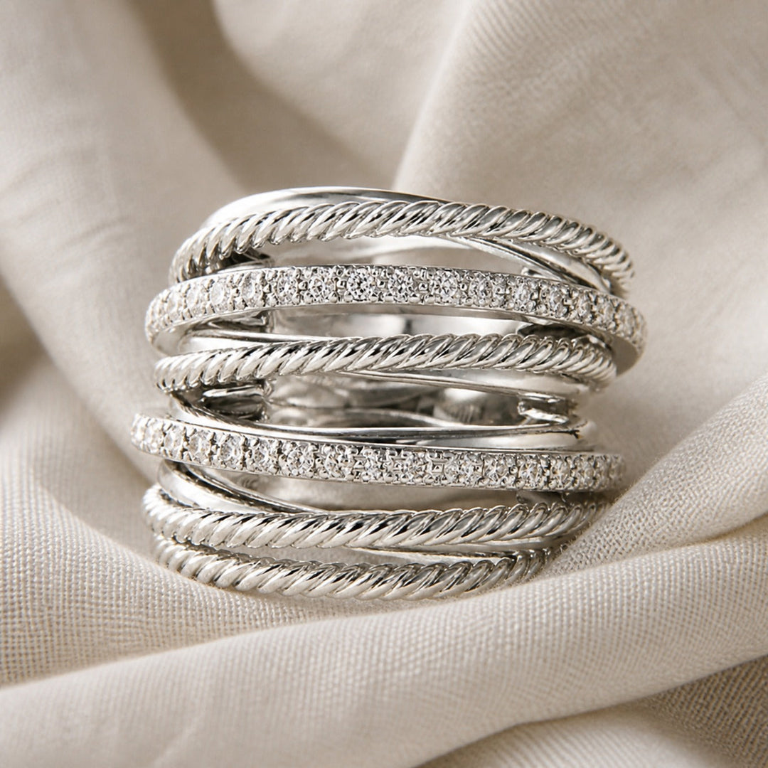 Bague Croix en Zirconium Superposé