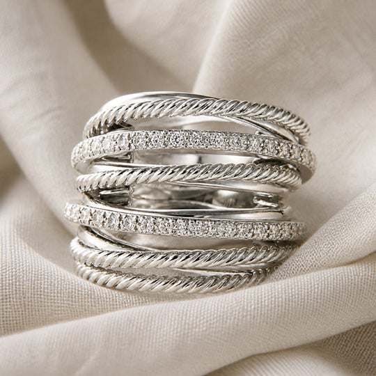 Bague Croix en Zirconium Superposé