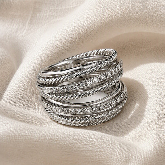 Bague Croix en Zirconium Superposé