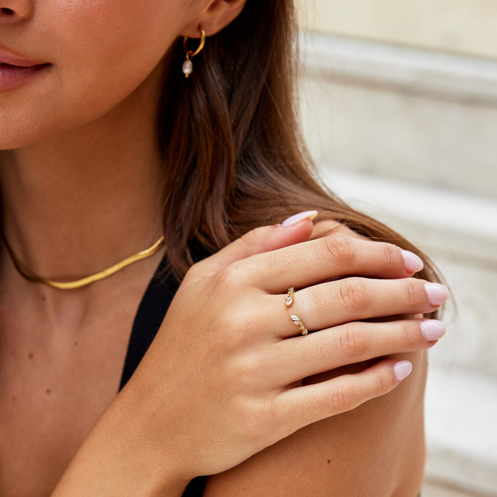 Bague Vigne en Cristal d'Or Lily