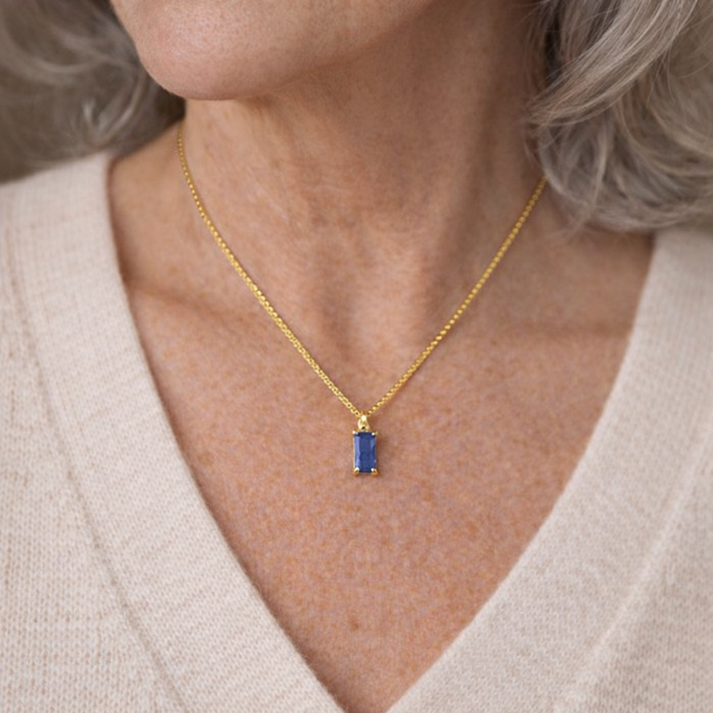 Collier Pendentif Saphir Minimaliste