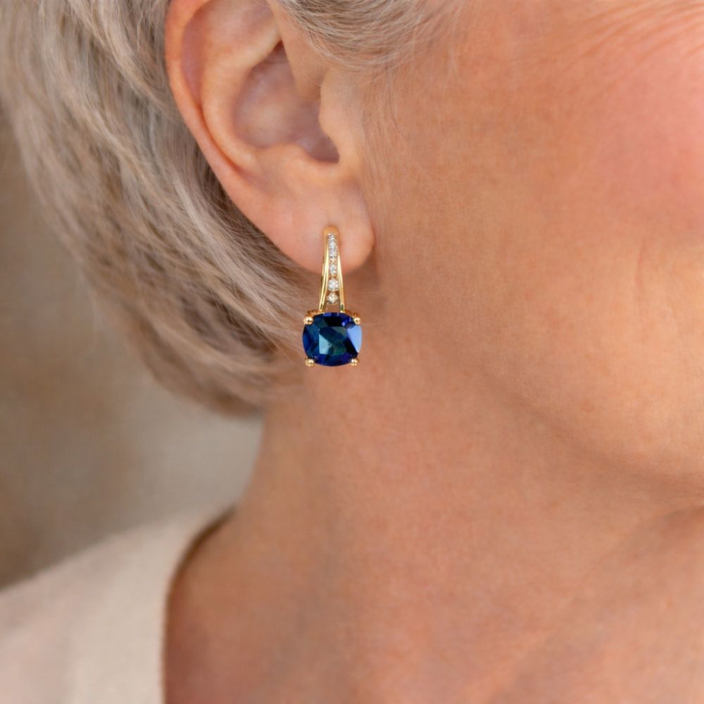 Boucles d'oreilles créoles en pierre saphir mystique