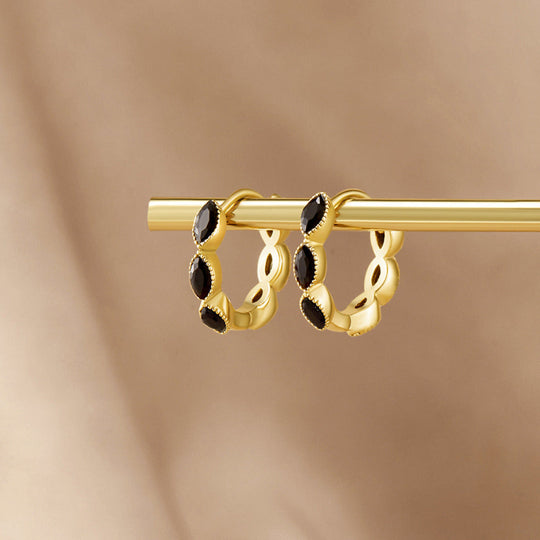 Boucles d'oreilles créoles Onyx Tiny